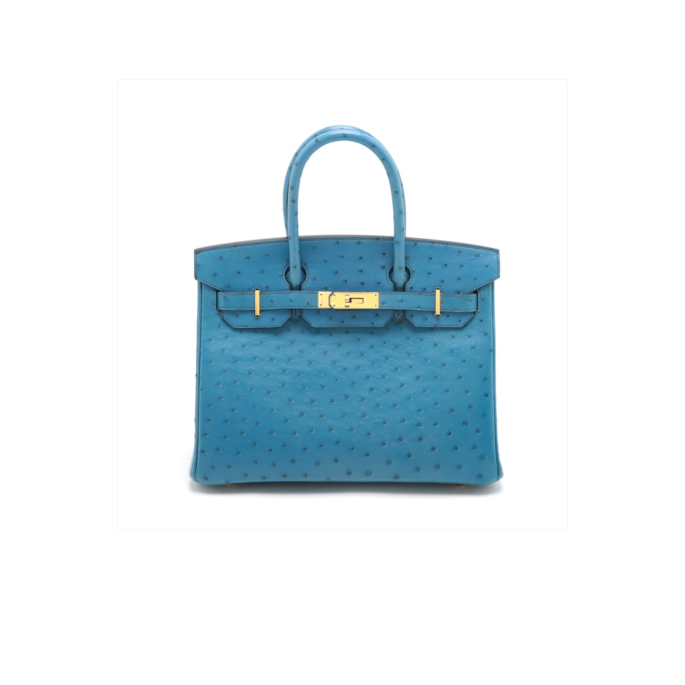 h**mes master birkin 30 ostrich leather De*1m blue gold buckle h041933ck91 (30*22*16cm)